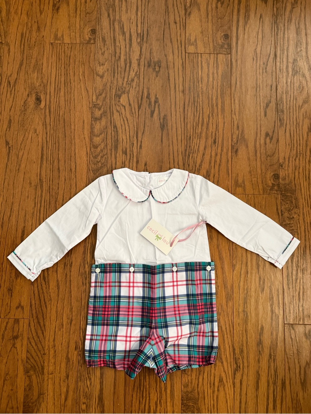 Cecil & Lou Button-In Plaid Shortall 2T NWT